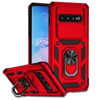 For Samsung Galaxy S10 Plus Phone CaseSergeant Push Window Protection Camera Armor Ring Bracket Back Cover