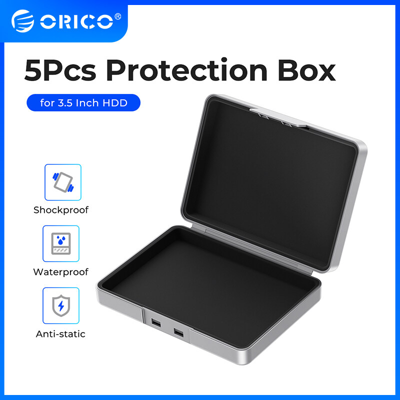 ORICO 5Pcs 3.5 Inch HDD Protection Box Waterproof 3.5 HDD Storage Box Multi