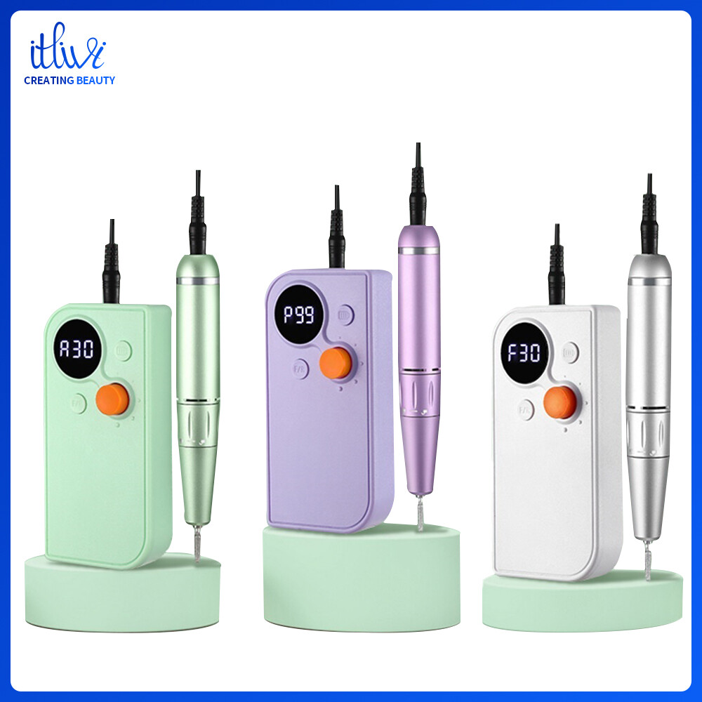 Gambar itlivi Electric Nail Drill Machine With 6 Drill Heads Adjustable Speed   Direction Art Drill Polisher