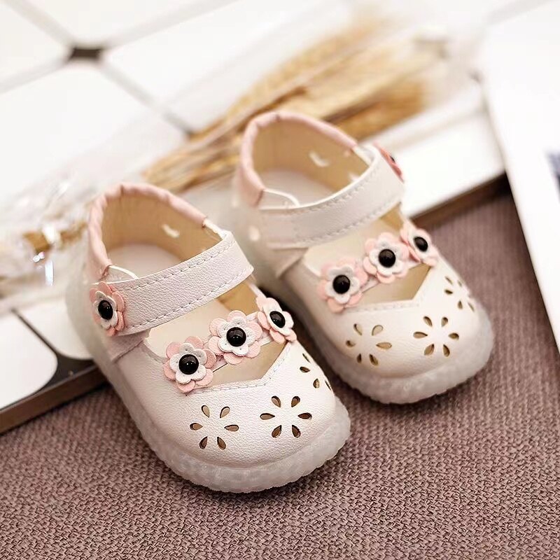 Congme Baby Shoes for Girls Princess Leather Walking Toddler Shoes