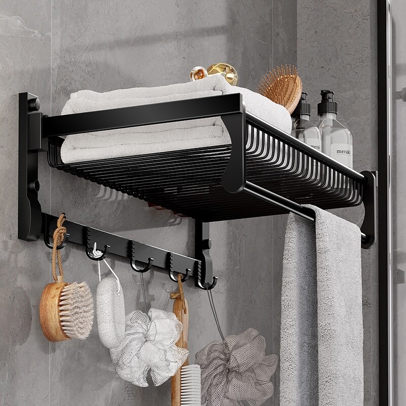 Gambar Towel rack from aluminium punched toilet space toilet bathroom shelf put clothes receives bath towel rack mounts