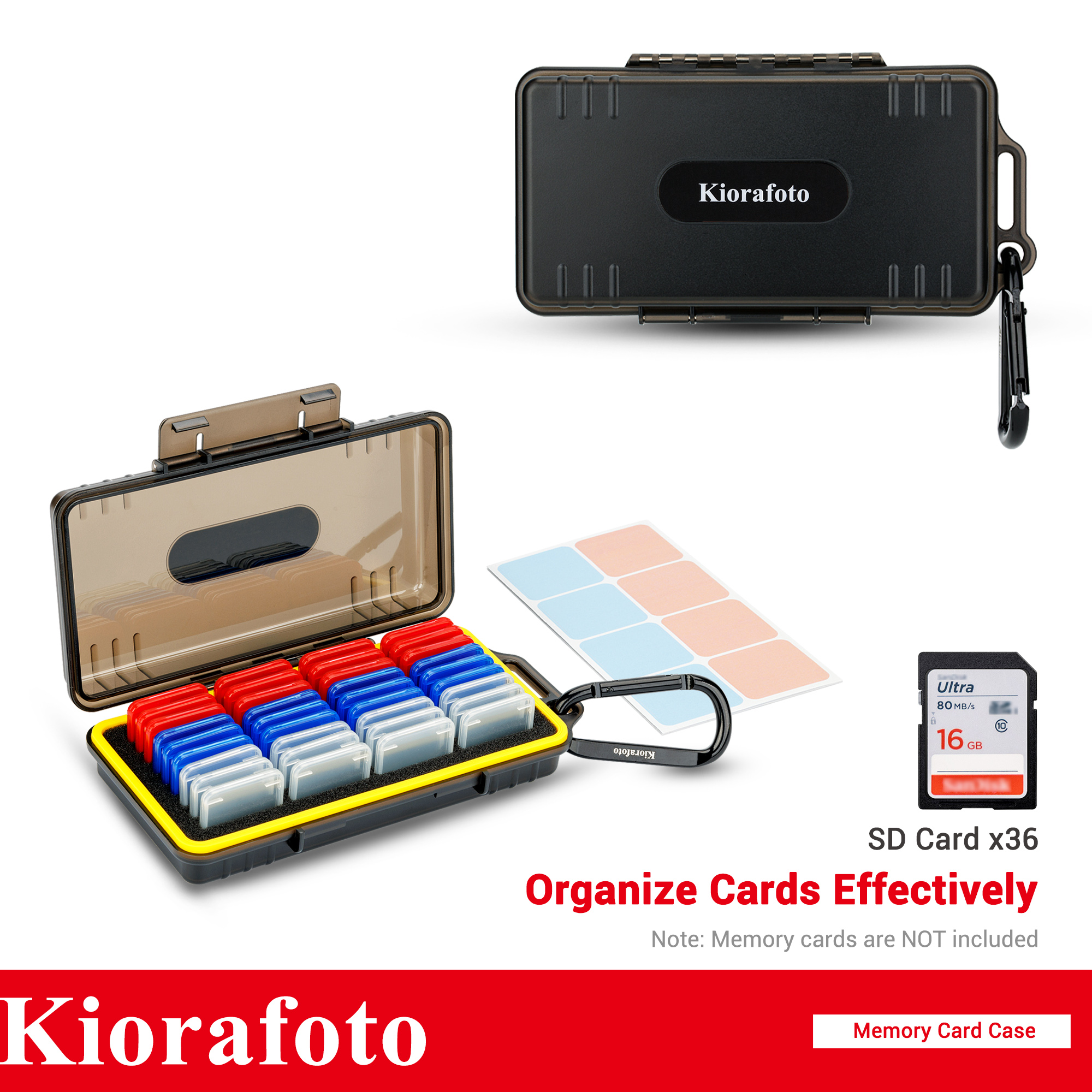 KIORAFOTO Memory Card Case Holder SD Card Organize Box Storage Up to 36 SD Card,Waterproof and Resistant Pressure&Shock,Come With Free Sticky Note Sticker ราคา 895 บาท*ส่งฟรี