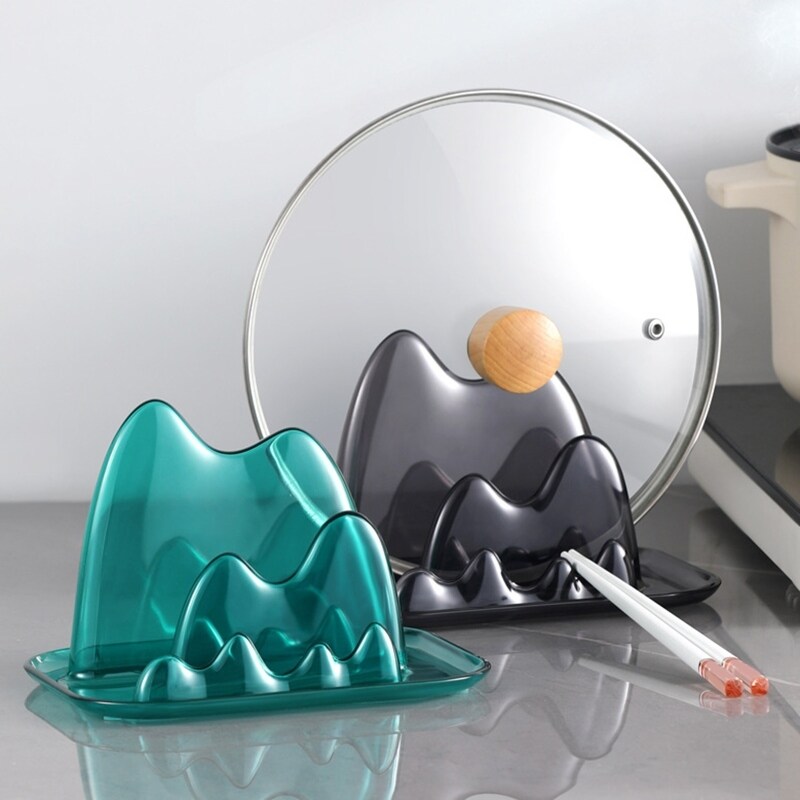 Gambar New Foldable Pot Lid Rack Spoon Rest Holder Kitchen Organizer Cutlery Holder for Fork Spatula Rack Pan Cover Shelf Tableware