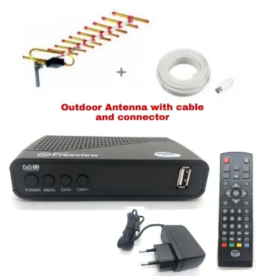 FREEVIEW MYTV DVB-T2 Digital Receiver Decoder Tv Box Free HDMI Cable MYTV Myfreeview Decoder Full Set Combo With Antenna UHF TV Decoder Dekoder MY TV DVB T2 Digital Signal HDTV Receiver DVB T2 Support all Malaysia Channels (2)
