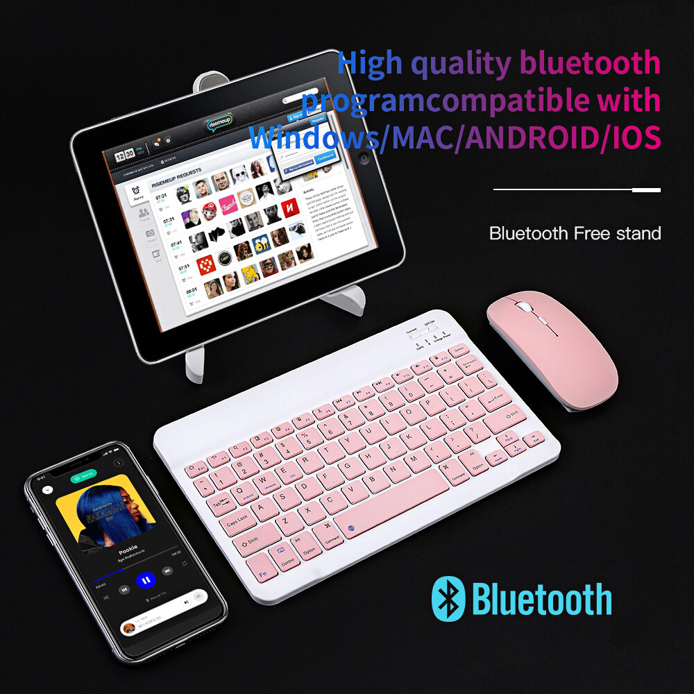 rovtop bàn phím không dây bluetooth thông dụng-bàn phím dành cho windows mac android ios điện thoại ipad máy tính bảng chuột bluetooth bàn phím ipad màu không tiếng ồn nhỏ 1
