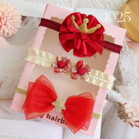 3Pcs Baby Girls Sweet Bow Headband Set Princess Lace Flower Hair Band Infant Elsatic Chiffon Headwraps
