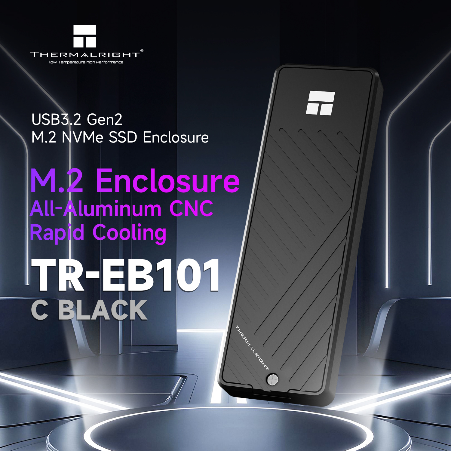 Thermalright HR-EB101 C BLACK m.2全铝合金固态硬盘盒适配器nvme协议ssd笔记本电脑 10Gbps USB 3.2 Gen2 USB C m2移动硬盘外接盒 ราคา 968 บาท*ส่งฟรี