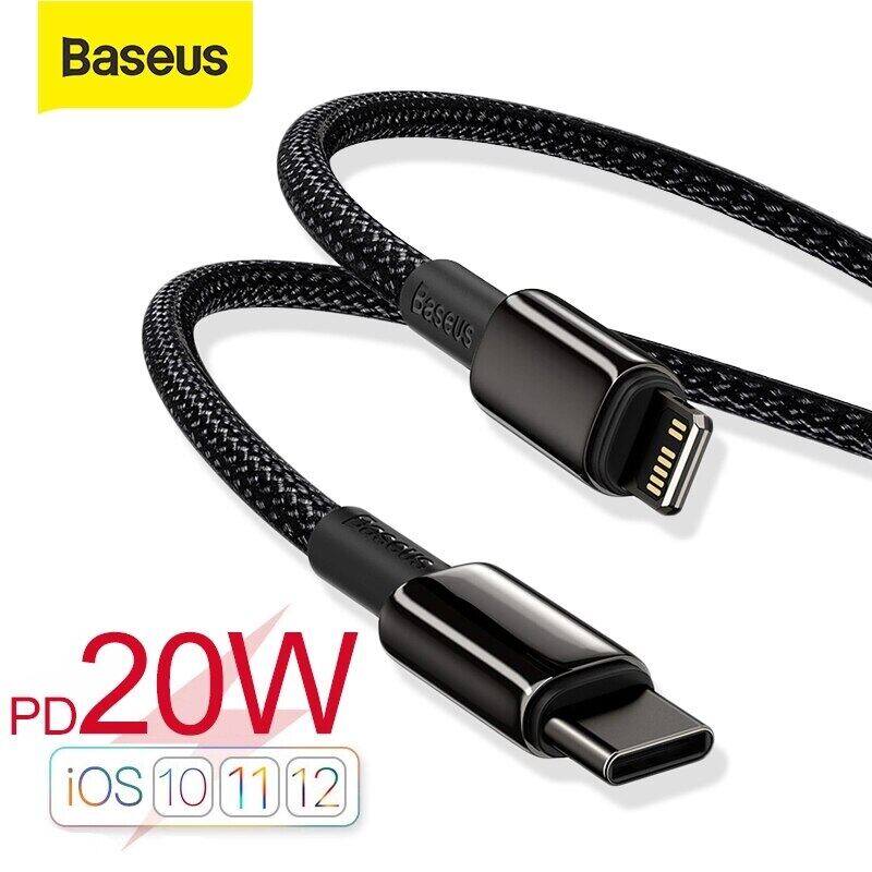 Baseus Cáp PD 20W USB Kim Loại Cáp Cho iPhone 14 Pro Max 13 Series Truyền Dữ Liệu Sạc Nhanh Tương Thích 18W PD Loại USB-C Với Dây Sạc iPhone