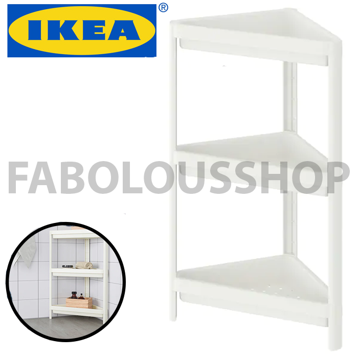 Ikea Vesken 4 Wheel Trolley With 3 Layer Multifunctional Storage And Installation For Bathroom 71cm Rack Kitchen Rak - Ikea Grundtal Corner Wall Shelf Unit