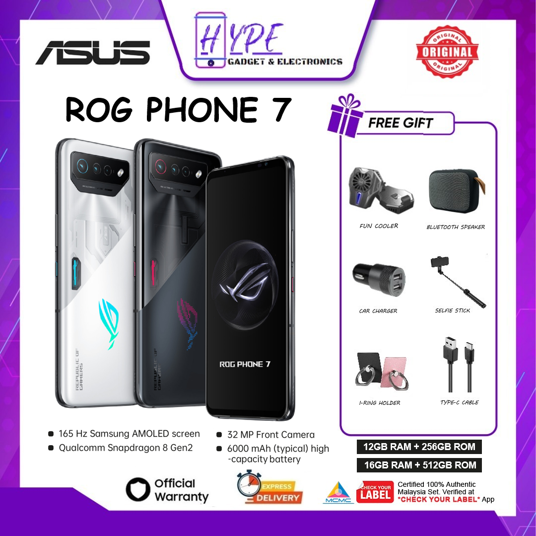 Asus ROG Phone 7 5G l Snapdragon 8 Gen 2 l 12GB/16GB RAM + 256GB/512GB ROM l 165Hz AMOLED screen l 6000mAh Battery With 1 Year Warranty By Asus Malaysia