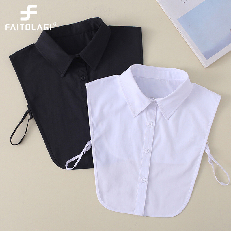 Áo sơ mi nữ cổ điển màu đen trắng cổ áo giả cổ áo cotton có thể tháo rời áo cánh ve áo cổ áo giả phụ kiện quần áo nữ