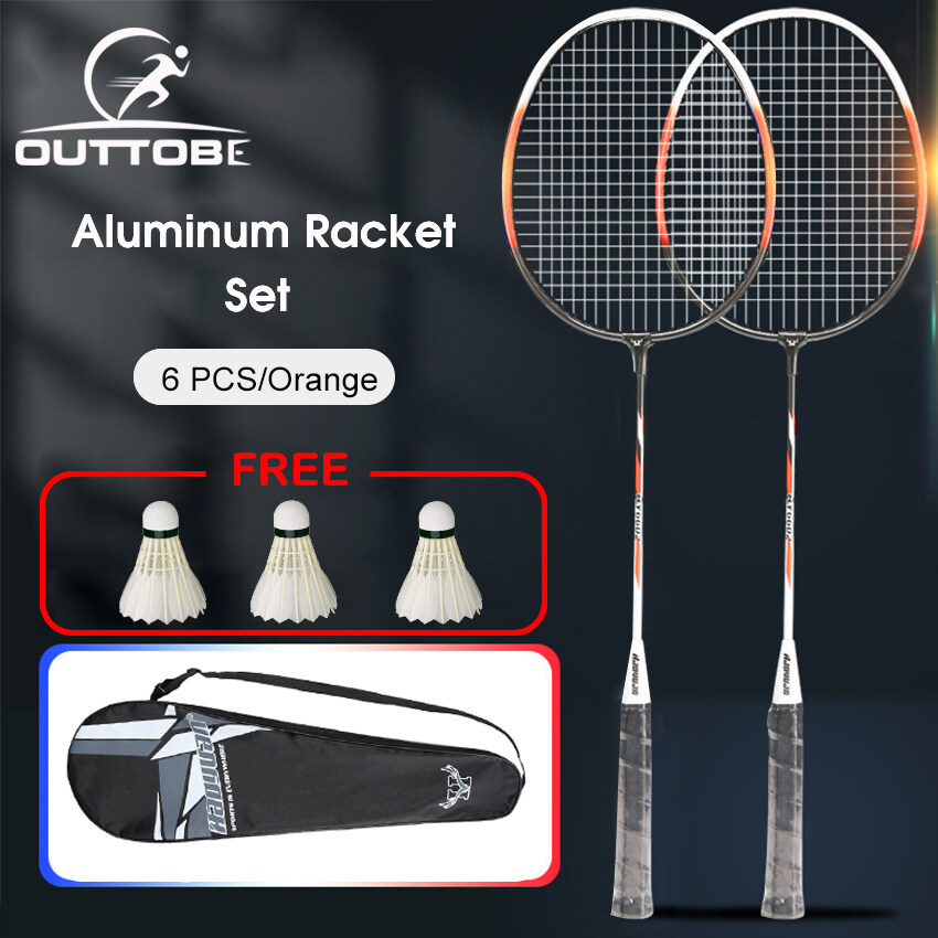 Outtobe Bộ đôi vợt cầu lông và 3 quả cầu thể thao chuyên nghiệp kèm túi đựng với chất liệu hợp kim sắt chắc chắn để thi đấu hàng ngày -INTL