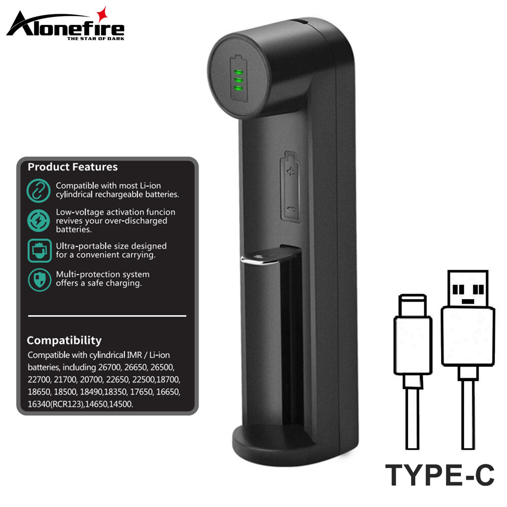 AloneFire MC3 3.7V Phổ Sạc USB Cho 18650 16340 14500 26650 Li-Ion Đèn Pin
