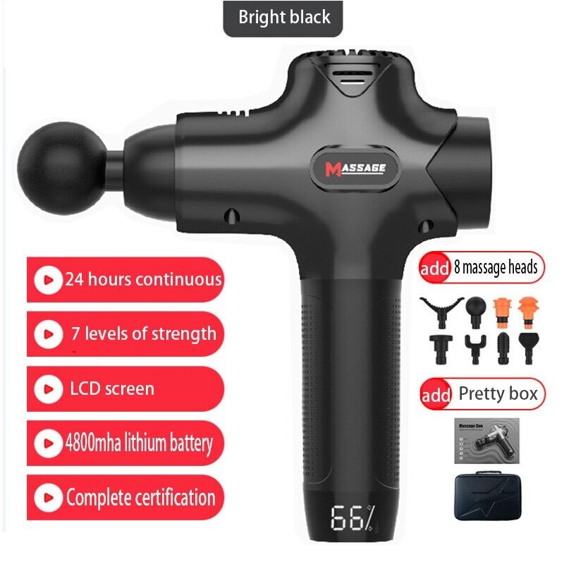 Gambar Professional Touchscreen LCD Display Massage Gun Deep Tissue Muscle Percussion Black Massage Gun Fascia Gun Cordless Body Muscle Massager Foot Massager Neck Massager Body Massager TJ SPORTS