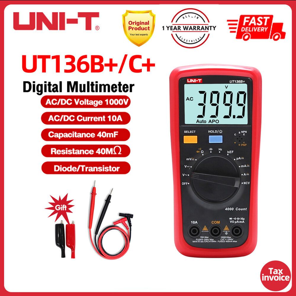 11.11 máy đo vạn năng kỹ thuật số uni-t ut136b +/ut136c + đồng hồ vạn năng kế ac dc vôn kế ampe kế ohm điện dung hfe diode/bóng bán dẫn