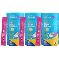 Ddrops Kids Liquid Algae Calcium Magnesium Zinc Dietary Supplement Bone Growth & Height Support For Kids 6 Months+ (30 Strips/Box)