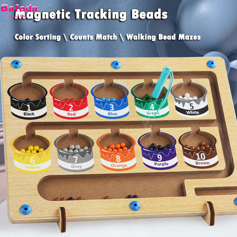 Children Wooden Magnetic Counting Toys Magnetic Pen Walking Bead Shift Color Sort Counting Board Number Maze Puzzle Sensory Toys For Kids Gifts ราคา 440 บาท*ส่งฟรี