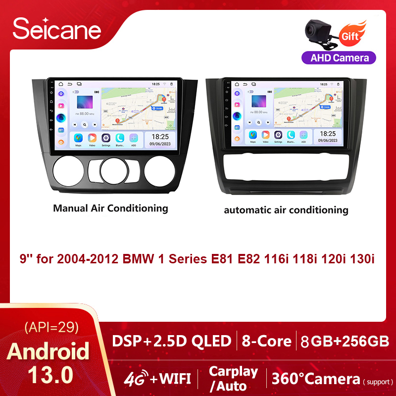 Seicane 2din Android 13.0 Car Multimedia Player GPS 9inch QLED Touchscreen For 2004-2012 BMW 1 Series E81 E82 116i 118i 120i 130i GPS Navigation Bluetooth Car Audio System Support Mirror Link 4G WiFi Carplay Netflix PlayStore ราคา 3,900 บาท*ส่งฟรี