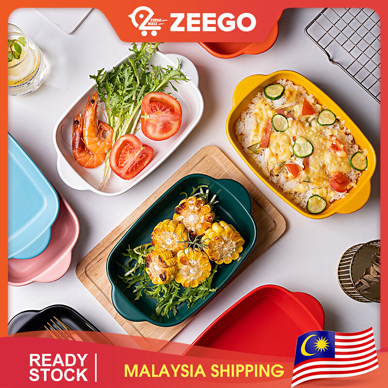 Gambar Nordic Ceramic Dining Plate Ceramic Bowl Baked Rice Dish Rectangular Baking Bowl Oven Mangkuk Pinggan Viral Oven ? ? ?