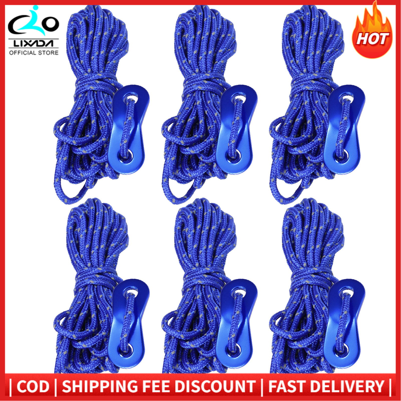 Lixada bộ căng dây lều 13ft 3mm dây phản quang có dụng cụ điều chỉnh lều tán cắm trại guyline