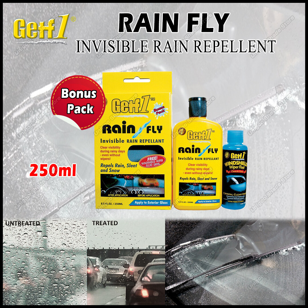 Getf1 Rain Fly Rain Repellant 250ml Glass Clear Clean Vision Water