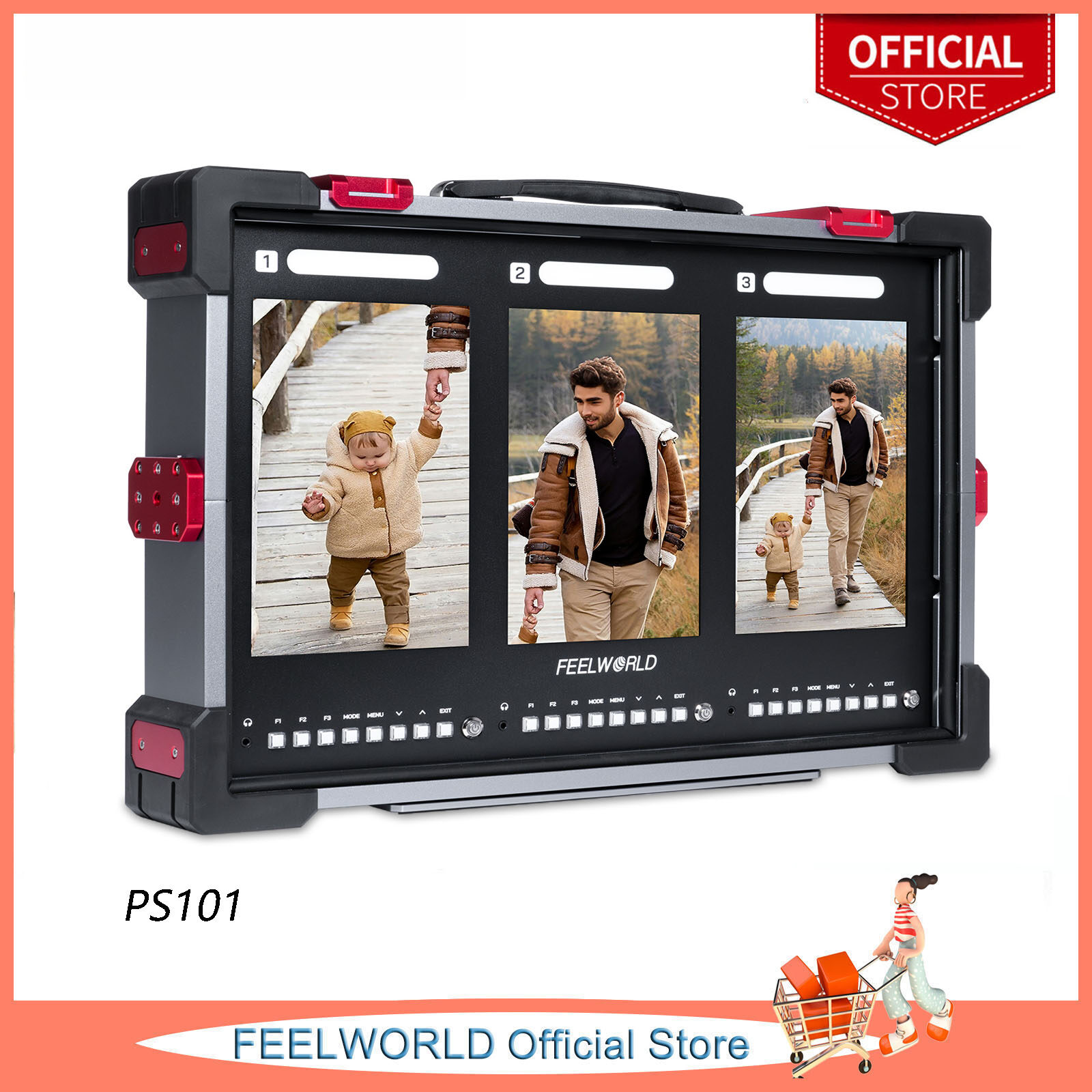 FEELWORLD PS101 Triple 10.1-inch Vertical Display 1000nit Director Broadcast Carry-on Monitor with High Brightness Waveform 3D LUT HDR Portable Protective Case for Short Drama ราคา 35,252 บาท*ส่งฟรี