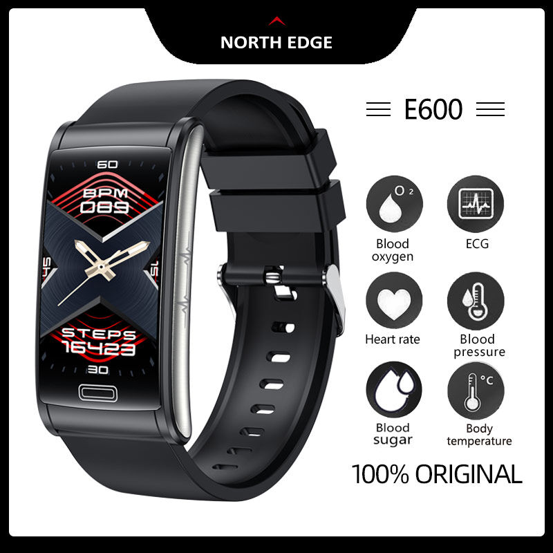 NORTH EDGE E600 ECG+HRV Health Smart Watch Blood glucose Blood Pressure Blood Oxygen Body Temperature Ultra Long Standby Square Full Touch Screen Smart Watch ราคา 1,599 บาท*ส่งฟรี