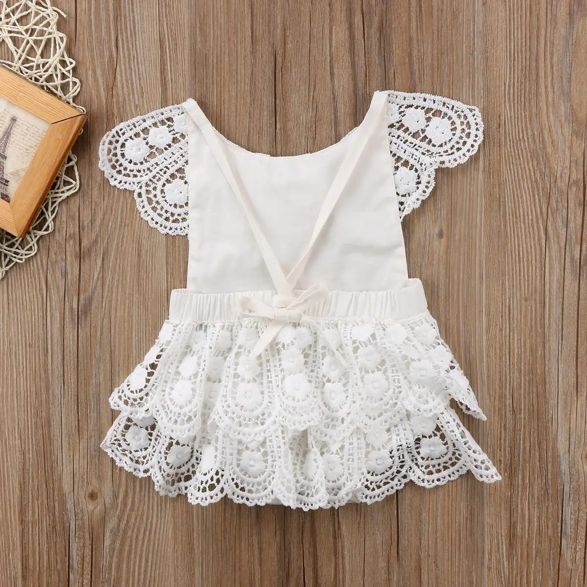 baby girl white lace romper
