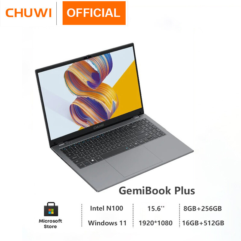 CHUWI laptop official store GemiBook Plus Laptop Intel N100 (Up to 3.4GHz) Graphics for 12th Gen 8GB 16GB RAM 256GB 512GB SSD loptops on sale original 1920*1080P With Cooling Fan 15.6" Computer Windows 11 ราคา 10,799 บาท*ส่งฟรี