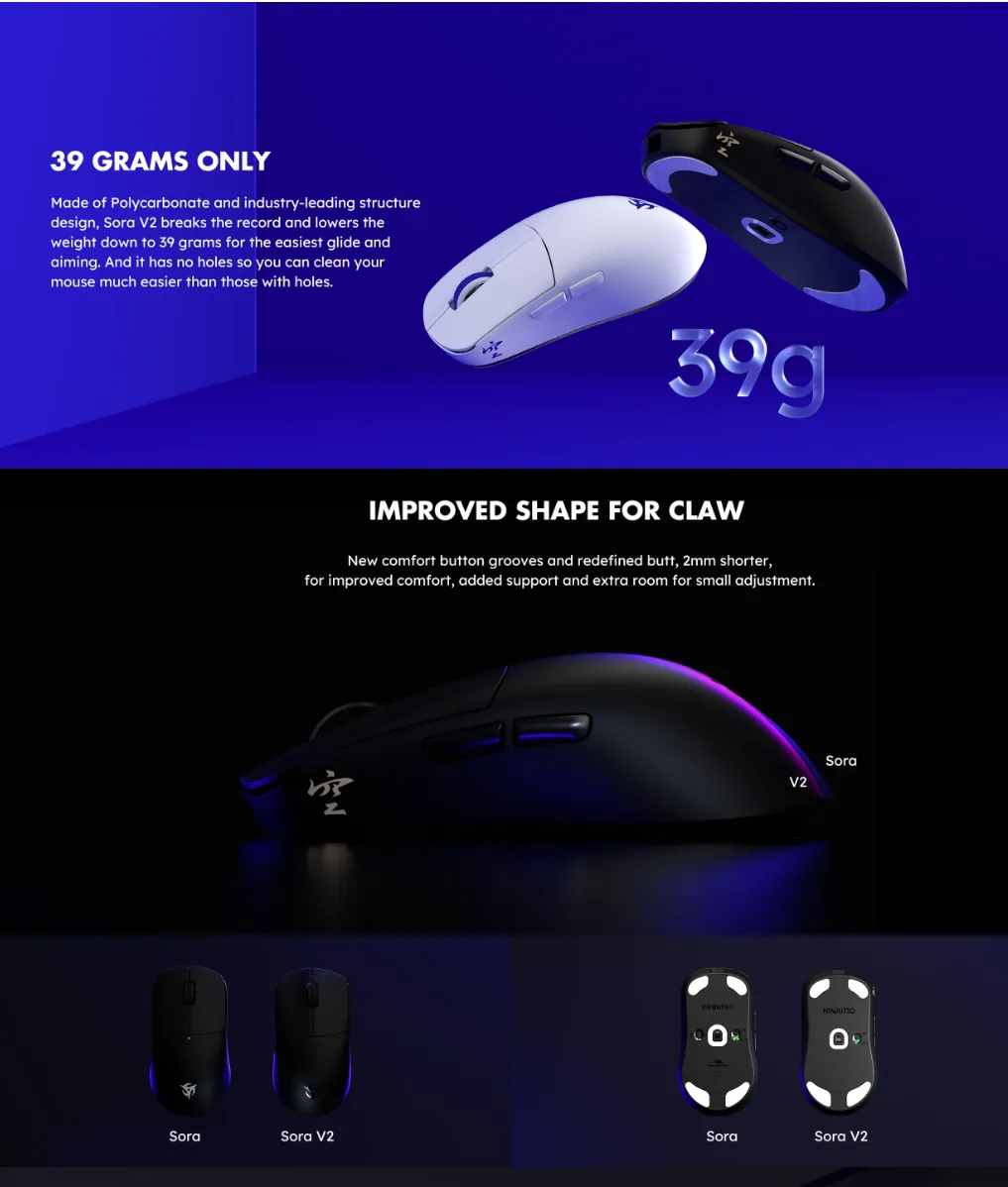 Ninjutso Sora V2 +8k receiver Wireless Dual Mode Lightweight Ultra