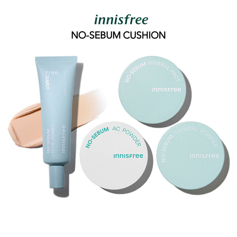 Phấn phủ innisfree no-sebum mineral powder 5g | no-sebum ac powder 5g | no-sebum mineral pact 8.5g | no-sebum blur primer 25ml new version 2023