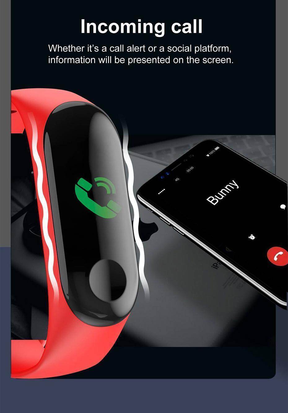 Newest Smart bracelet M3 Sports Blood Pressure Oxygen Heart Rate Monitor Watch Message Caller Smart Band PK For Xiomi mi band 3 (5)