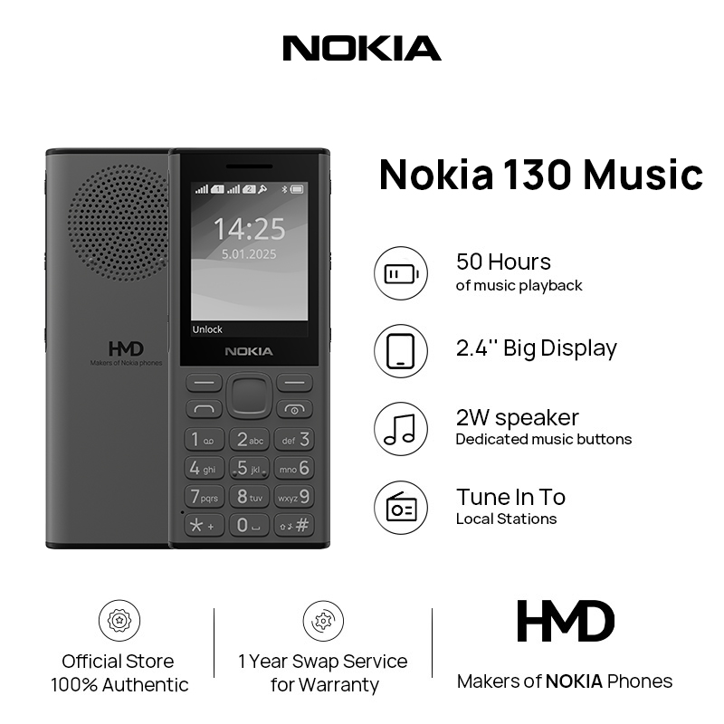 【Top Sales】HMD&Nokia 130 2G 2500mAh LongStandby Dual Sim 2.4" Display 2W Loud Speakers Feature Keypad Basic Phone - Image 3