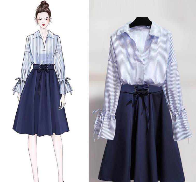 dress shirt and skirt