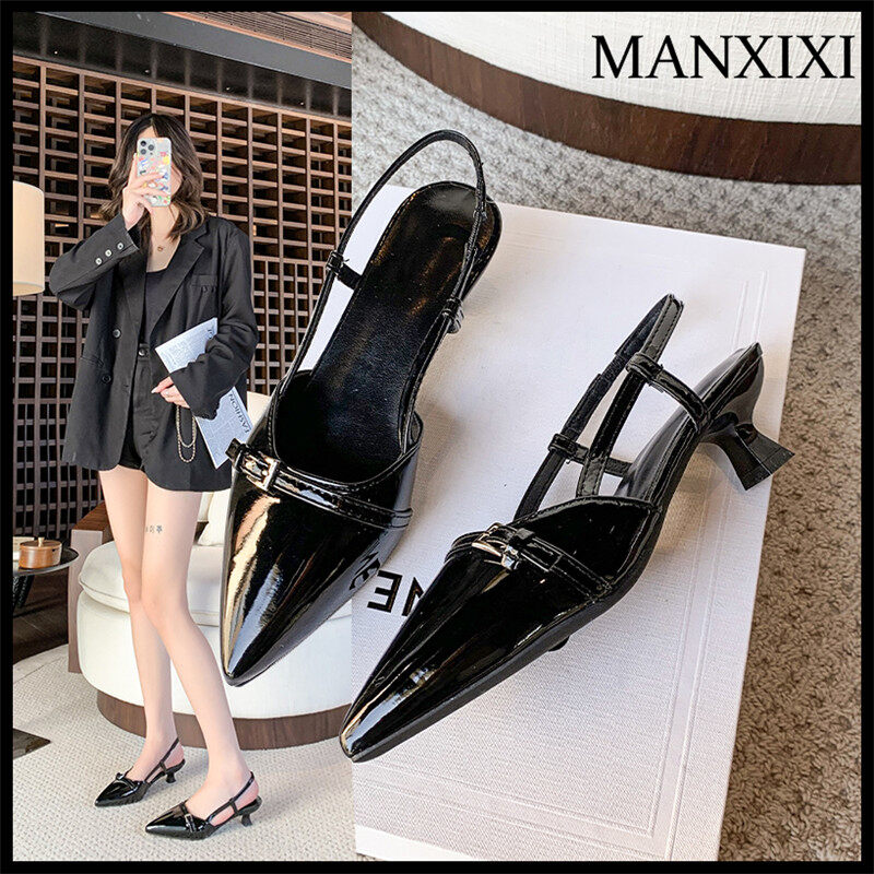 MANXIXI Fashion Women Beautiful 5.5 cm High Heels Mules Sandals (35-42 Size) ราคา 548 บาท*ส่งฟรี