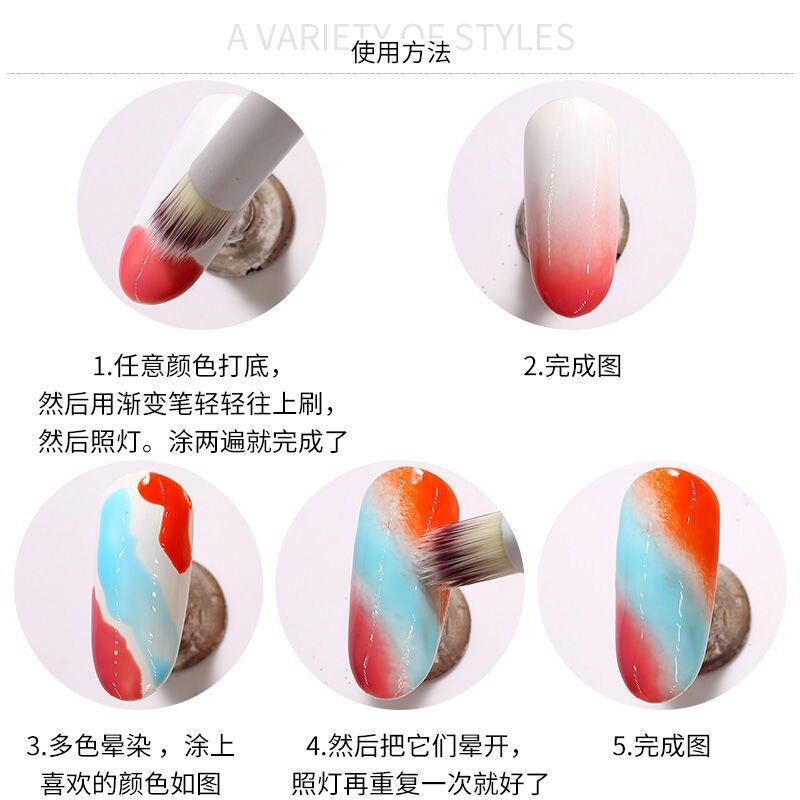 Gambar The new manicure tools CC quality fuzz gradient shading pen phototherapy glue special brush strokes chuo chuo coloured drawing or pattern