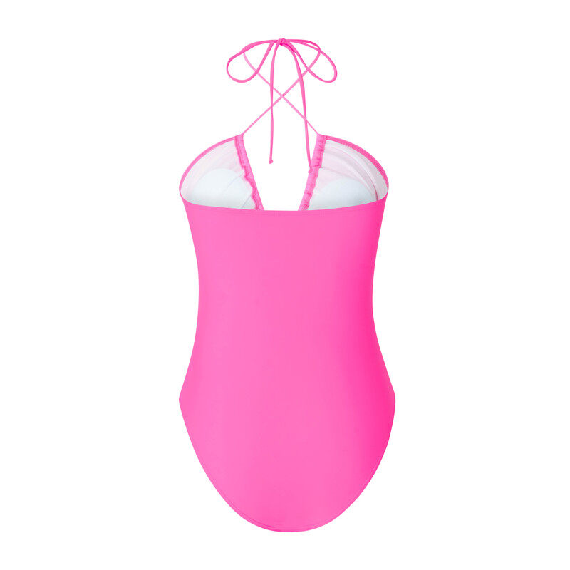 Happybuyner Damen-Bademode mit V-Ausschnitt, Neckholder, rückenfrei, einfarbig, schmal, für den Sommer, zum Schwimmen_voghion.com