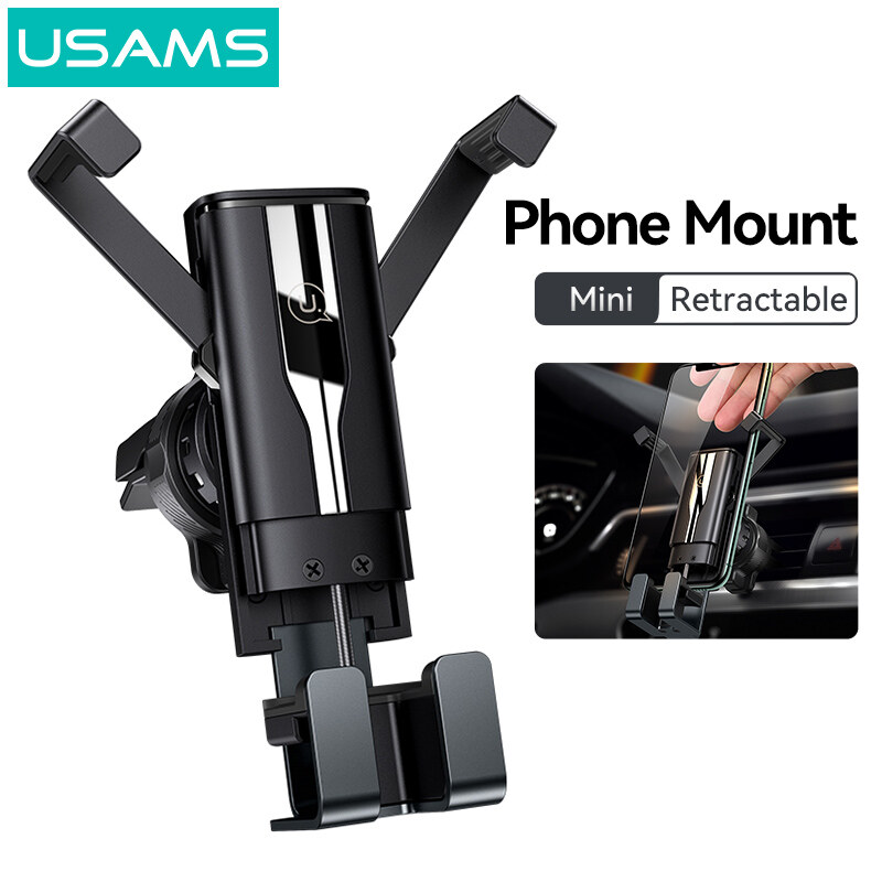 USAMS Car Gravity Phone Holder Hidden Wing Retractable Gravity Locking 360° Rotating Car Mobile Phone Holder