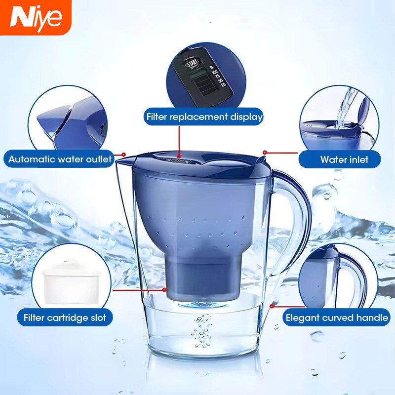 Niye 3.5L chai nước có bộ lọc than hoạt tính Máy lọc nước với bộ lọc máy lọc nước chai nước dung tích lớn lọc nước