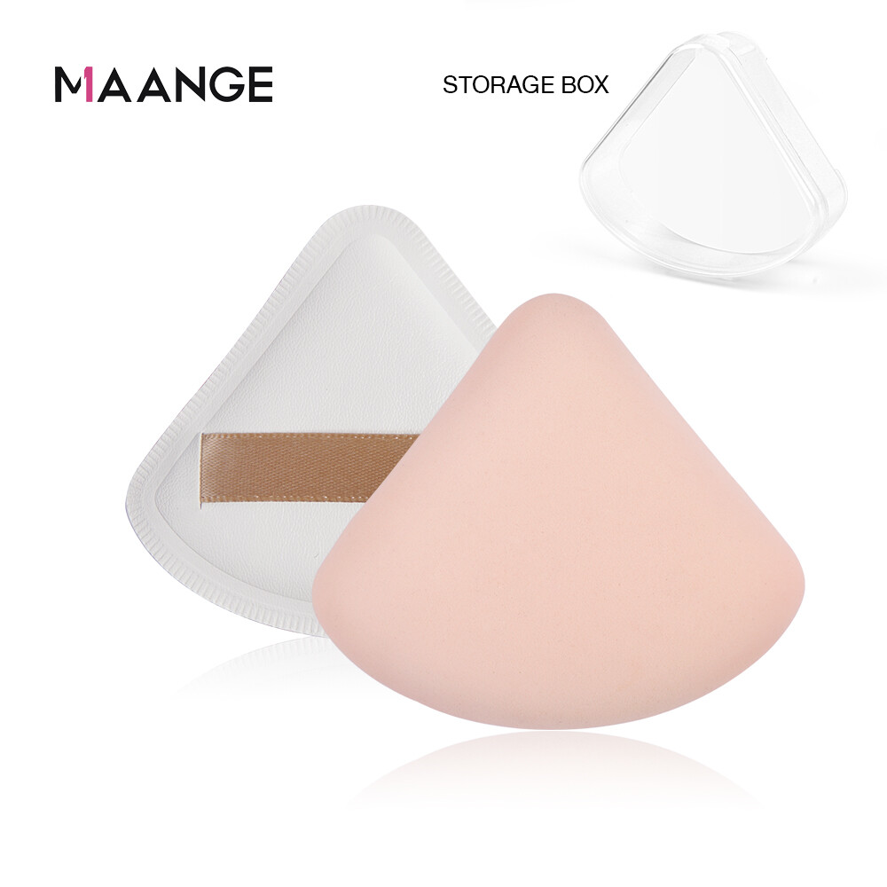 MAANGE พัฟแต่งหน้าทรงสามเหลี่ยมสี่เหลี่ยมพร้อมกล่องกันฝุ่น ฟองน้ำแต่งหน้าขนมสายไหมนุ่มพร้อมผงแป้ง...