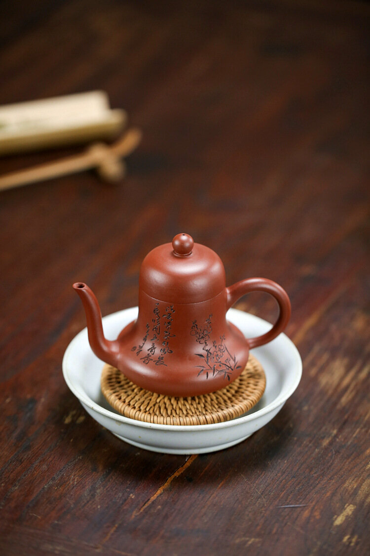 Ấm Trà Đất Sét Nghi Hưng 130Ml Ấm Trà Gốm Tráng Men Màu Đỏ Đậm Ấm Đất Sét Ấm Trà KungFu Trung Quốc Dụng Cụ Pha Trà Bộ Ấm FCH152