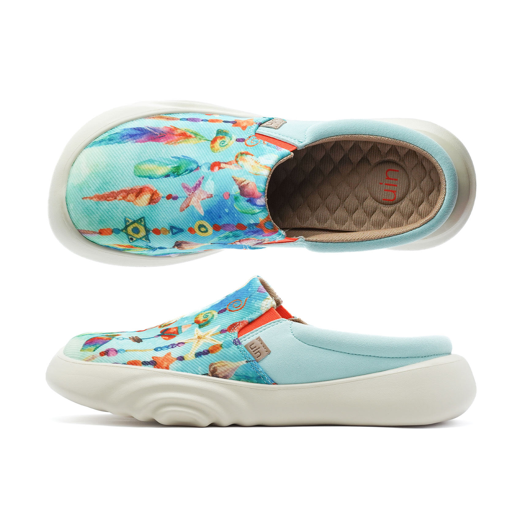 UIN Denia III Women's Painted Walking Slip On Lightweight Comfortable Canvas Fashion Flat Shoes Ocean series ราคา 7,500 บาท*ส่งฟรี