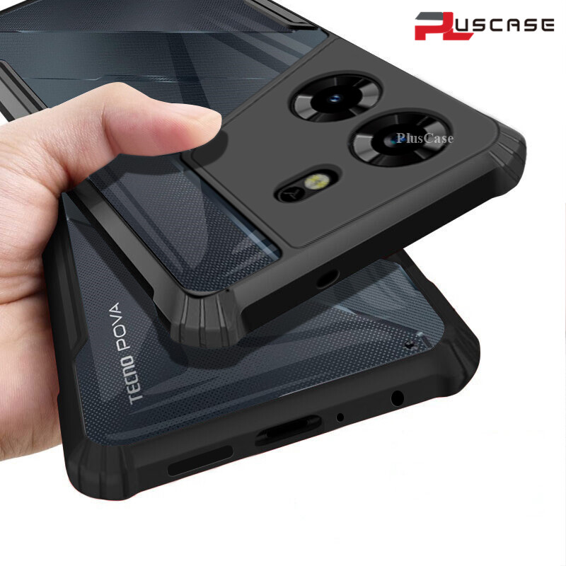 PlusCase cho Tecno Pova 5 / Pova 5 Pro Ốp lưng Air Đệm cứng Pha lê trong suốt Viền mềm Chống va đập Bảo vệ toàn diện Vỏ điện thoại