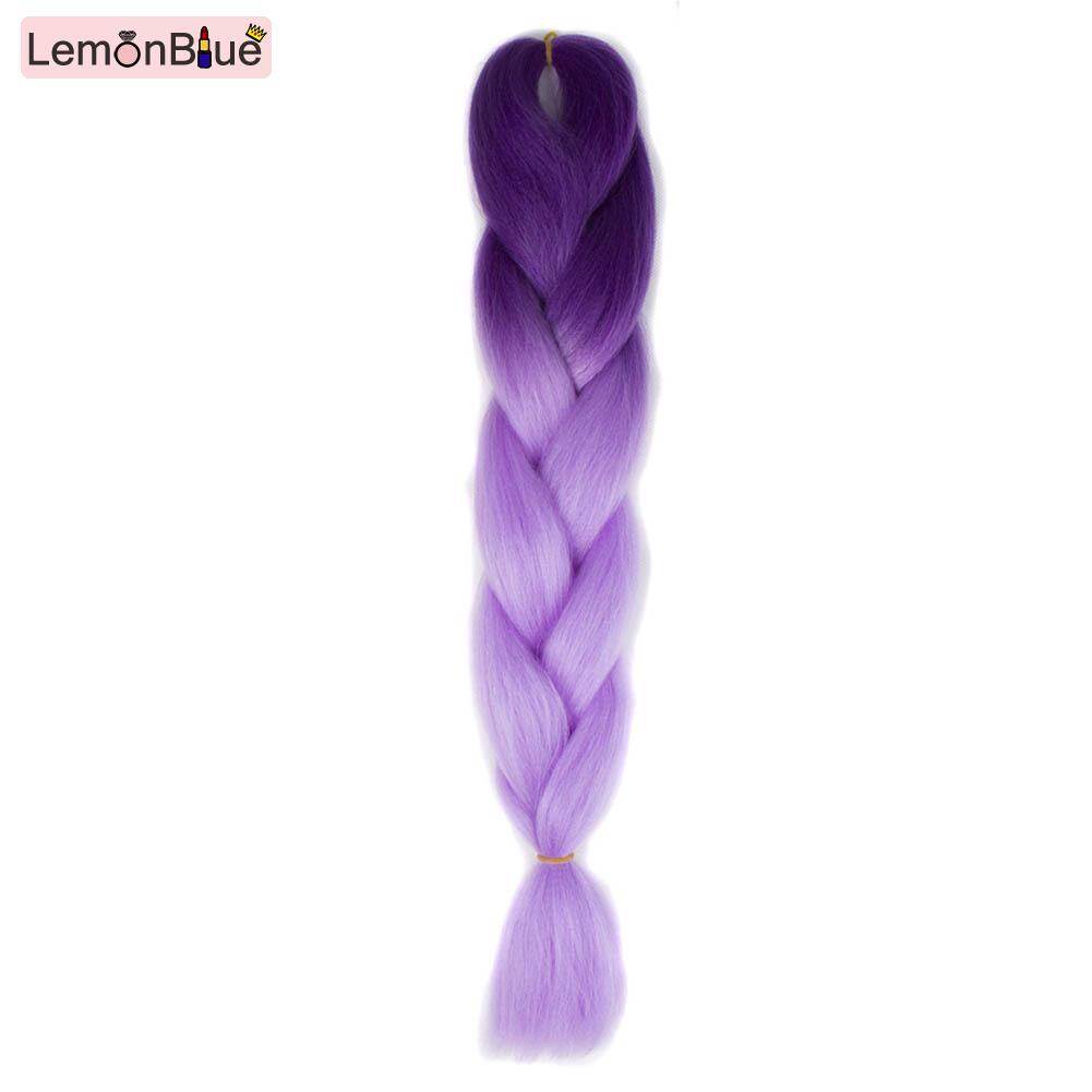 Gambar LemonBlue Fashion Women Wigs Sexy 60cm Long Braided Braid Ombre Color Cosplay Hair Wig For Ladies Girl Gifts 41