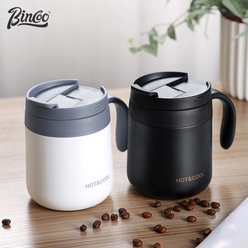 Oneisall Cốc Cà Phê Bằng Thép Không Gỉ 350 Ml Bình Giữ Nhiệt Chai Nước Ly Đồ Uống Có Tay Cầm Nắp Đôi Cốc Trà Du Lịch Cho Văn Phòng 350 Ml