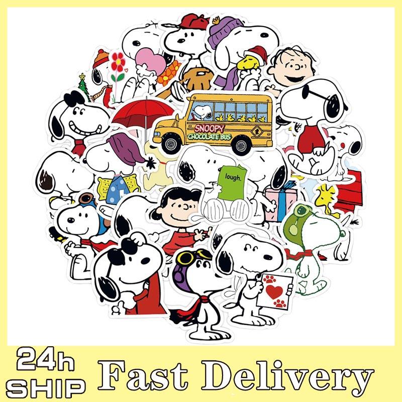  50 cái Snoopy Sticker Sổ tay hoạt hình cốc nước hành lý máy tính điện thoại di động trang trí tự làm nhãn dán chống thấm nước đồ chơi trẻ em 