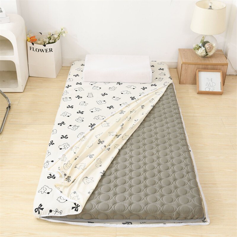 1 Tấm Bọc Nệm Chống Bụi Polyester Cho Nệm Tatami Mỏng (Tối Đa 10Cm)/Ký Túc Xá Sinh Viên Tất Cả Các Cạnh Bao Gồm Ga Trải Giường Có Thể Tháo Rời Được Trang Bị Tấm Trải Giường Có Khóa Kéo Cho Đơn/Siêu Đơn/Queen/King Size (Không Bao Gồm Nệm)
