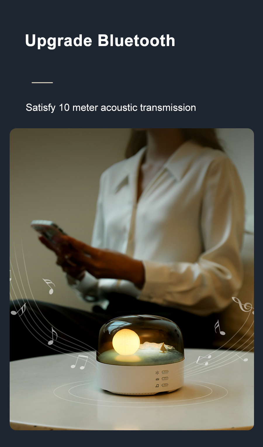 C-Shaped Moon Lamp Bluetooth Speaker, Wireless Charging Touch Dimmable Multi Functional Lampu Malam, Creative Bedroom Desktop Ambient Decor Light Gift_voghion.com
