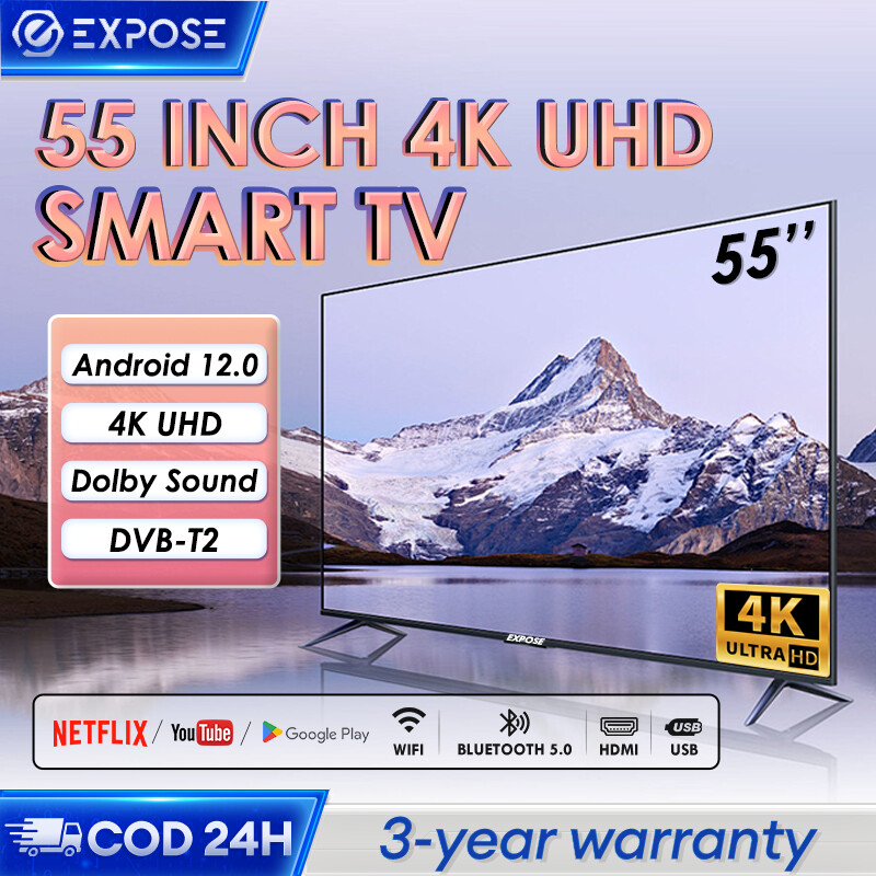 Smart TV 55 Inch Andorid TV Murah 4K LED WIFI UHD Television Dolby Audio 3 Years Warranty Harga  998 Ringgit*Penghantaran Percuma