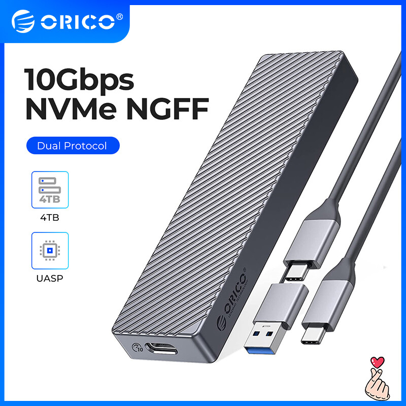  ORICO giao thức kép M.2 Vỏ đựng ổ SSD hỗ trợ M2 NVME NGFF Đĩa Ổ SSD SATA cho PCIe M key B + M Key USB C 10gbps vỏ bọc ổ cứng 